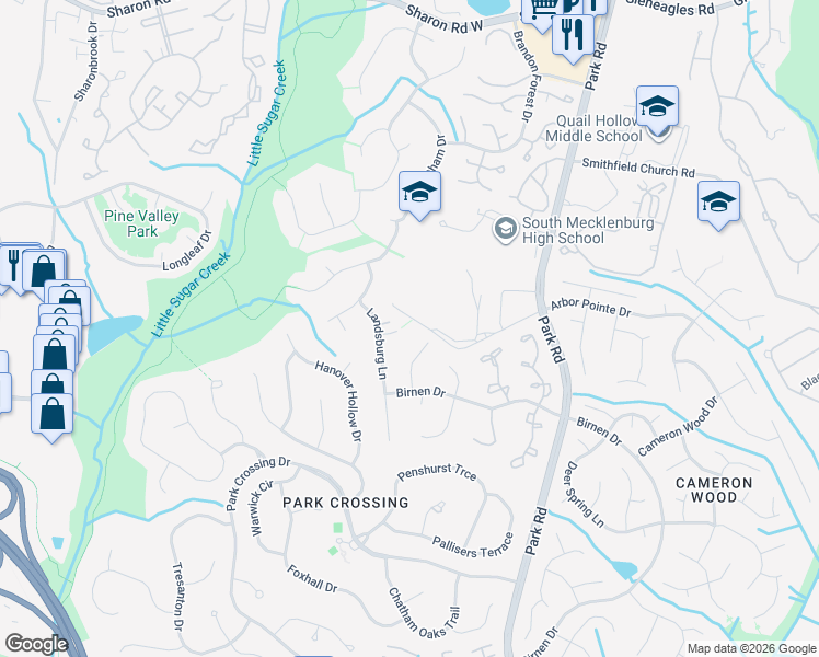 map of restaurants, bars, coffee shops, grocery stores, and more near in Charlotte