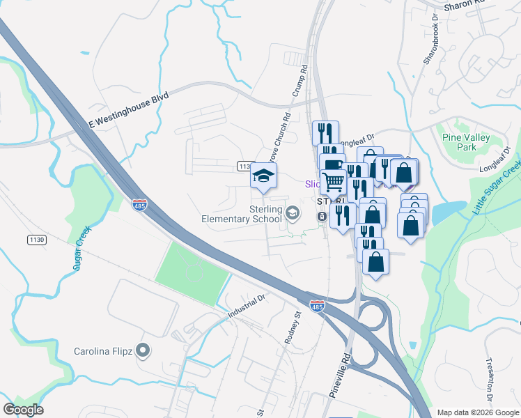 map of restaurants, bars, coffee shops, grocery stores, and more near in Charlotte