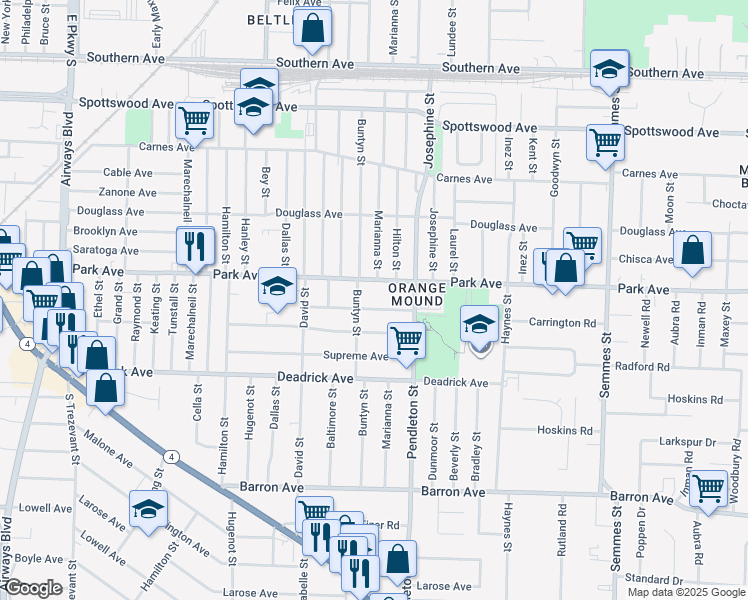 map of restaurants, bars, coffee shops, grocery stores, and more near 2728 Enterprise Avenue in Memphis