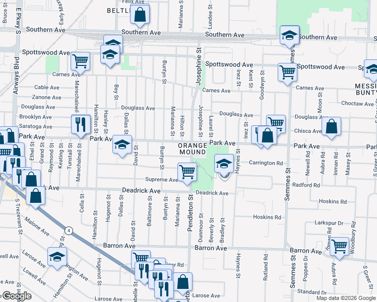 map of restaurants, bars, coffee shops, grocery stores, and more near 897 Pendleton Street in Memphis