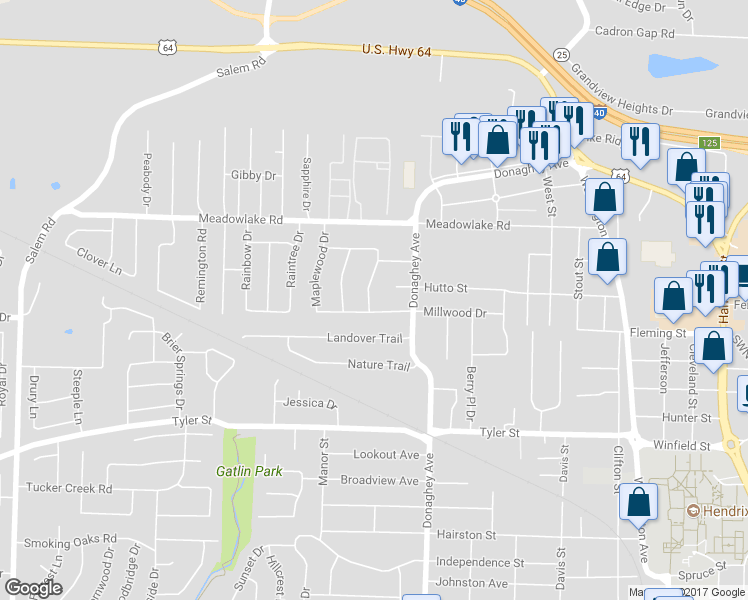 map of restaurants, bars, coffee shops, grocery stores, and more near 2002 Capewood Drive in Conway