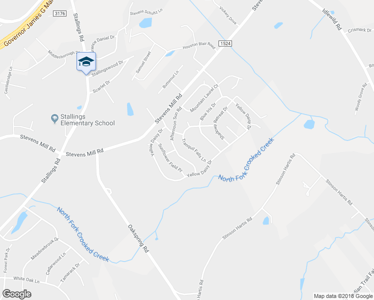 map of restaurants, bars, coffee shops, grocery stores, and more near 1224 Tranquil Falls Lane in Matthews