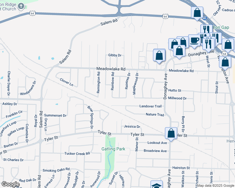 map of restaurants, bars, coffee shops, grocery stores, and more near 2125 Rainwood Avenue in Conway