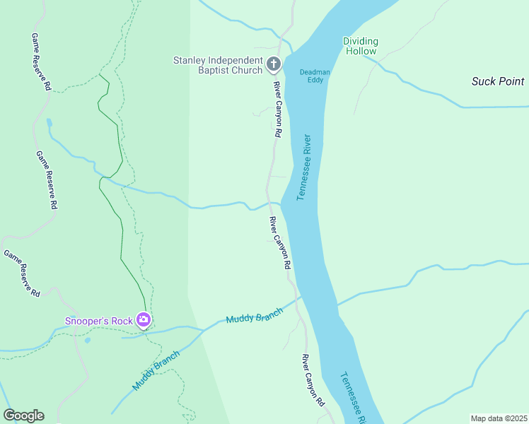 map of restaurants, bars, coffee shops, grocery stores, and more near 19575 River Canyon Road in Chattanooga