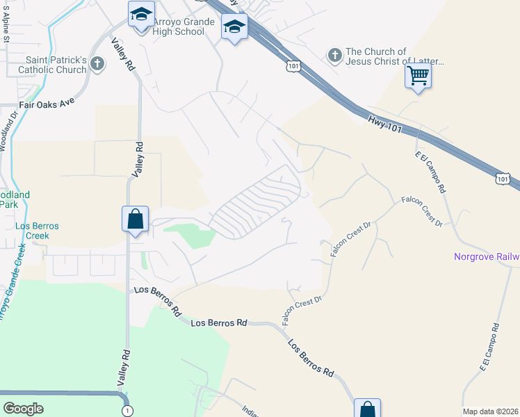 map of restaurants, bars, coffee shops, grocery stores, and more near 820 Farnsworth Drive in Arroyo Grande