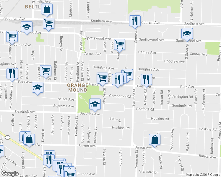 map of restaurants, bars, coffee shops, grocery stores, and more near 890 Haynes Street in Memphis