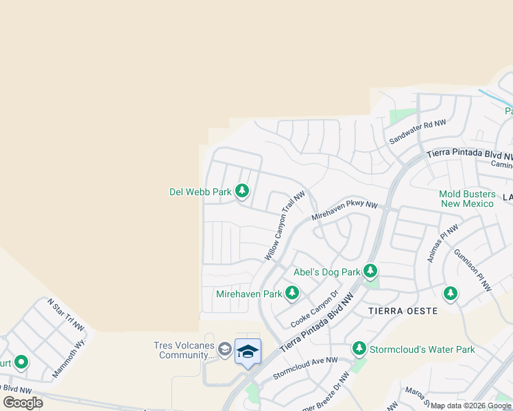 map of restaurants, bars, coffee shops, grocery stores, and more near 2100 Coyote Creek Trail in Albuquerque