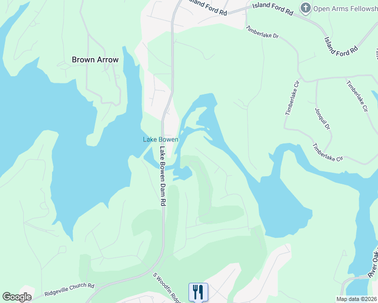 map of restaurants, bars, coffee shops, grocery stores, and more near 377 Island Green Lane in Inman