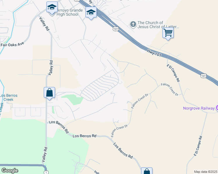 map of restaurants, bars, coffee shops, grocery stores, and more near 852 Glenoak Drive in Arroyo Grande