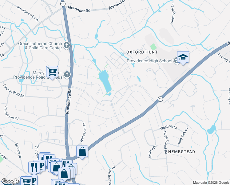map of restaurants, bars, coffee shops, grocery stores, and more near in Charlotte