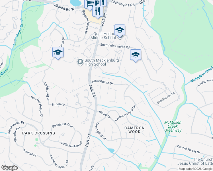 map of restaurants, bars, coffee shops, grocery stores, and more near 9112 Stoney Corner Lane in Charlotte