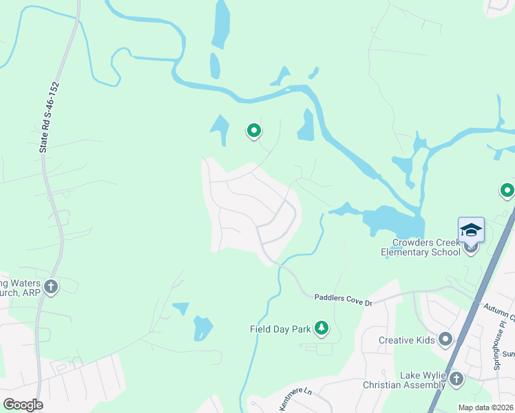 map of restaurants, bars, coffee shops, grocery stores, and more near 2356 Paddlers Cove Drive in Clover
