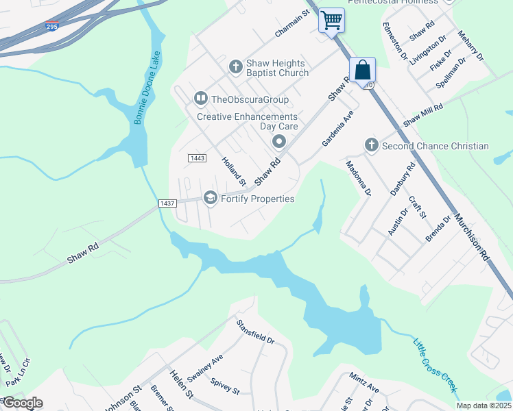 map of restaurants, bars, coffee shops, grocery stores, and more near 1327 Hibiscus Road in Fayetteville