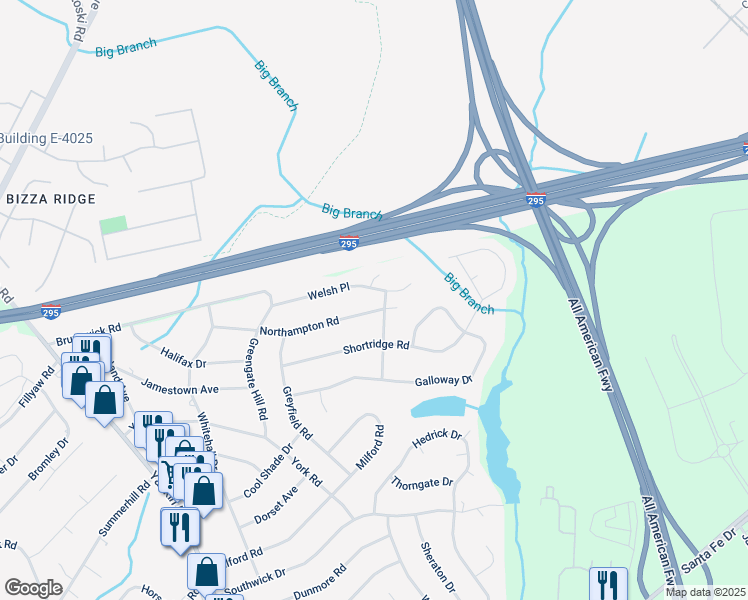 map of restaurants, bars, coffee shops, grocery stores, and more near 6421 Newcastle Road in Fayetteville