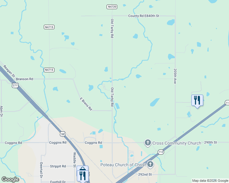 map of restaurants, bars, coffee shops, grocery stores, and more near 28602 Old Tarby Road in Poteau