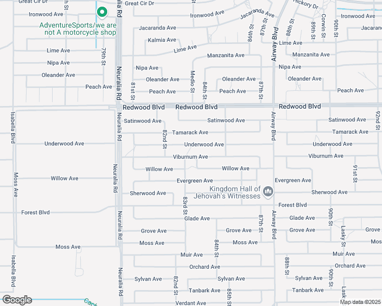 map of restaurants, bars, coffee shops, grocery stores, and more near Viburnum Avenue in California City