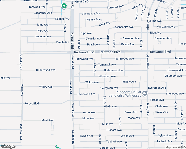 map of restaurants, bars, coffee shops, grocery stores, and more near 8173 Viburnum Avenue in California City