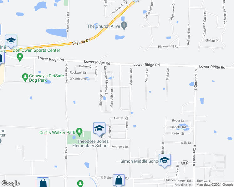map of restaurants, bars, coffee shops, grocery stores, and more near 24 Azalea Loop in Conway