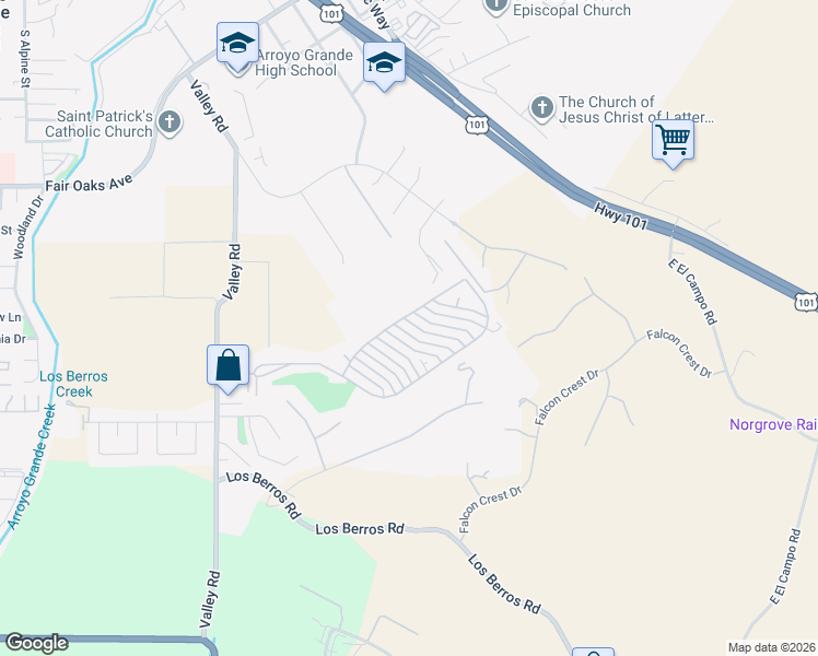 map of restaurants, bars, coffee shops, grocery stores, and more near 840 Glenoak Drive in Arroyo Grande
