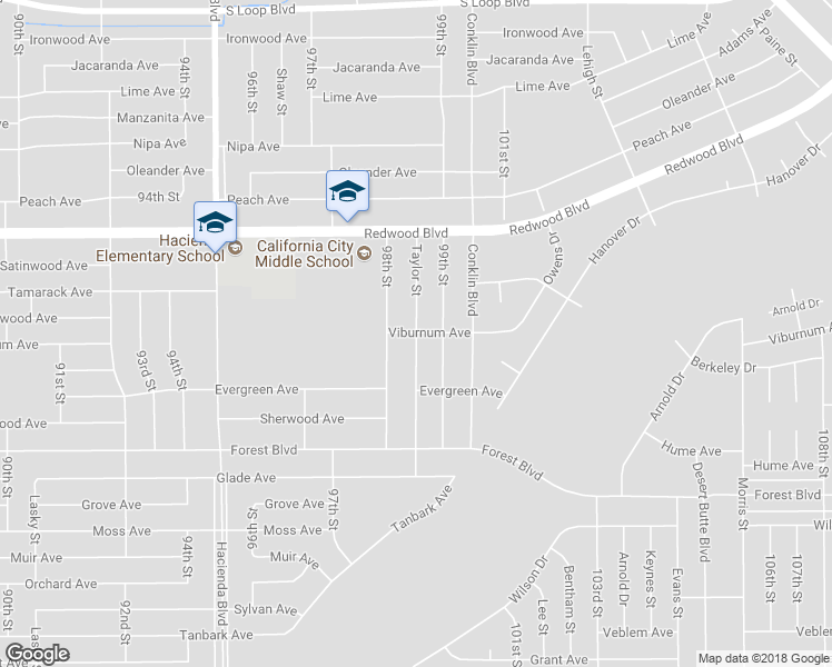 map of restaurants, bars, coffee shops, grocery stores, and more near 19798 Taylor Street in California City