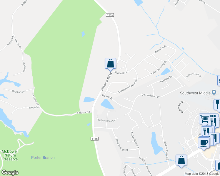 map of restaurants, bars, coffee shops, grocery stores, and more near 11809 Village Pond Drive in Charlotte