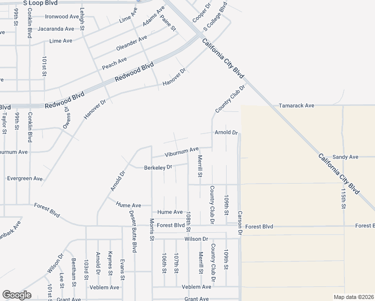map of restaurants, bars, coffee shops, grocery stores, and more near 108th Street in California City