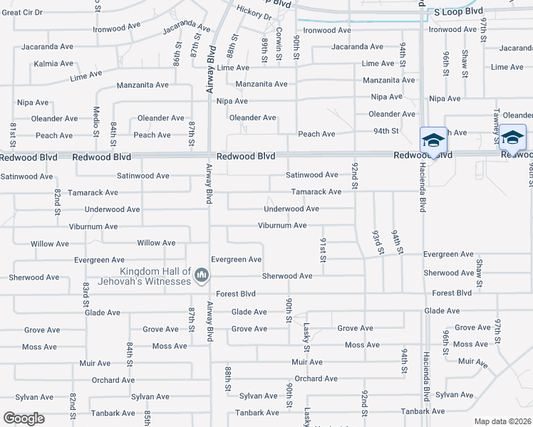map of restaurants, bars, coffee shops, grocery stores, and more near 8912 Underwood Avenue in California City