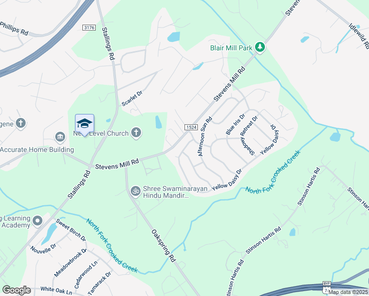 map of restaurants, bars, coffee shops, grocery stores, and more near 2000 Yellow Daisy Drive in Stallings
