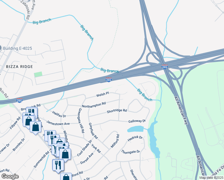 map of restaurants, bars, coffee shops, grocery stores, and more near 625 Welsh Place in Fayetteville