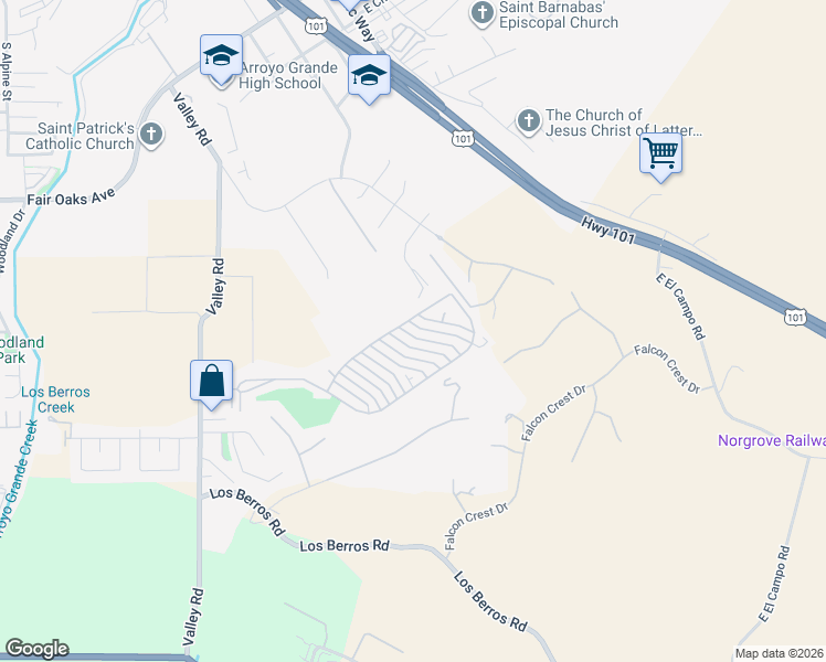 map of restaurants, bars, coffee shops, grocery stores, and more near 820 Hacienda Drive in Arroyo Grande