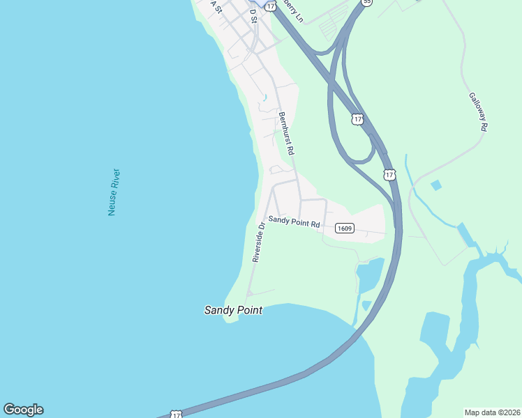 map of restaurants, bars, coffee shops, grocery stores, and more near 309 Riverside Drive in New Bern