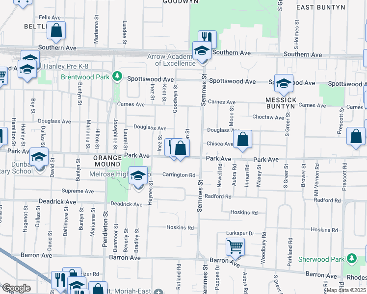 map of restaurants, bars, coffee shops, grocery stores, and more near 859 Carson Street in Memphis