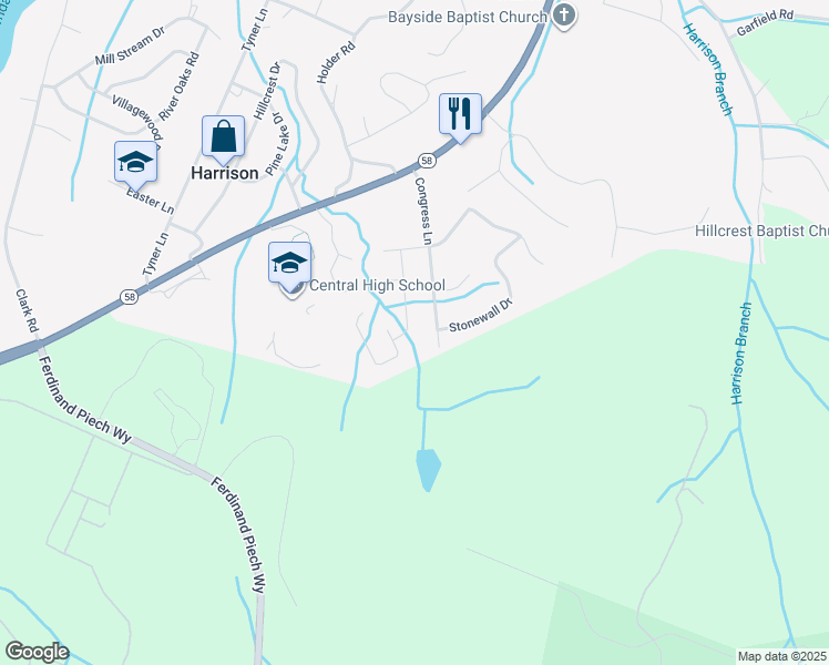 map of restaurants, bars, coffee shops, grocery stores, and more near 5905 Fort Sumter Drive in Harrison
