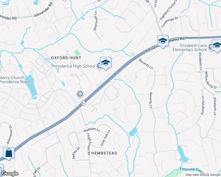 map of restaurants, bars, coffee shops, grocery stores, and more near 1729 Echo Forest Drive in Charlotte