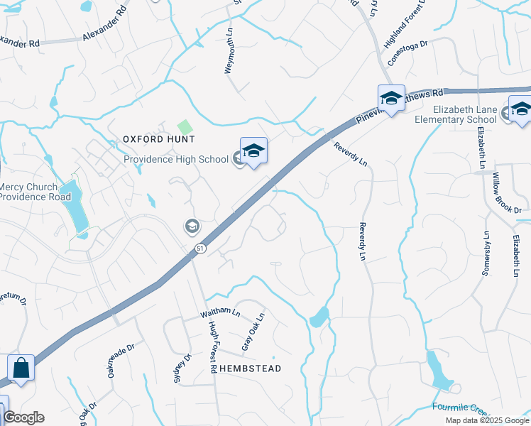 map of restaurants, bars, coffee shops, grocery stores, and more near 1729 Echo Forest Drive in Charlotte