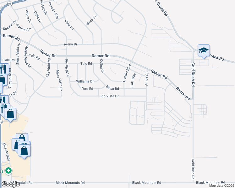 map of restaurants, bars, coffee shops, grocery stores, and more near 1859 Rio Vista Drive in Bullhead City