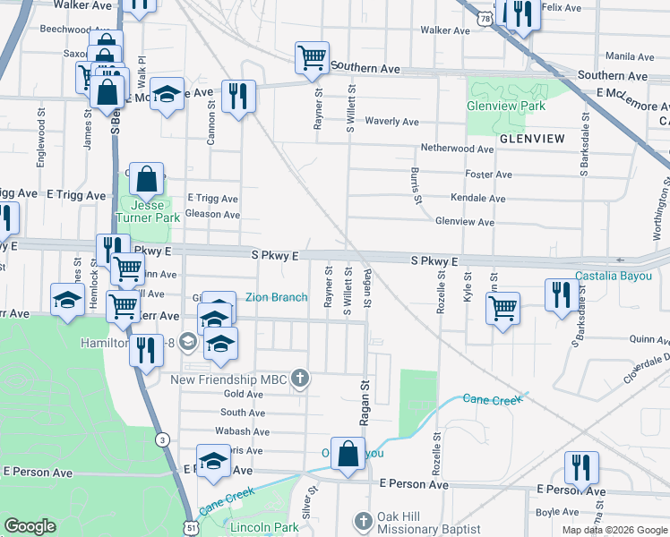 map of restaurants, bars, coffee shops, grocery stores, and more near in Memphis