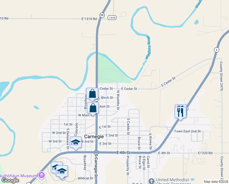 map of restaurants, bars, coffee shops, grocery stores, and more near 120 Cedar Street in Carnegie