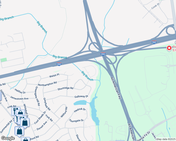 map of restaurants, bars, coffee shops, grocery stores, and more near 6412 Coachmans Way in Fayetteville
