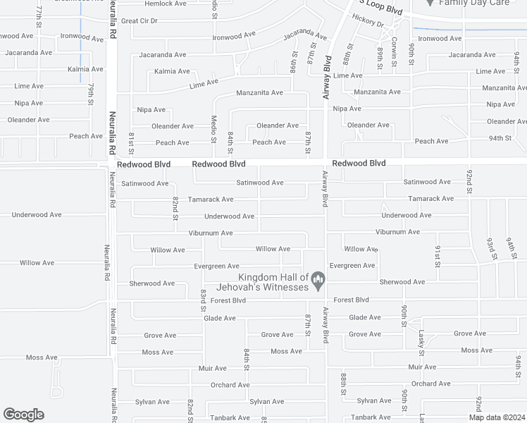 map of restaurants, bars, coffee shops, grocery stores, and more near 8501 Underwood Avenue in California City