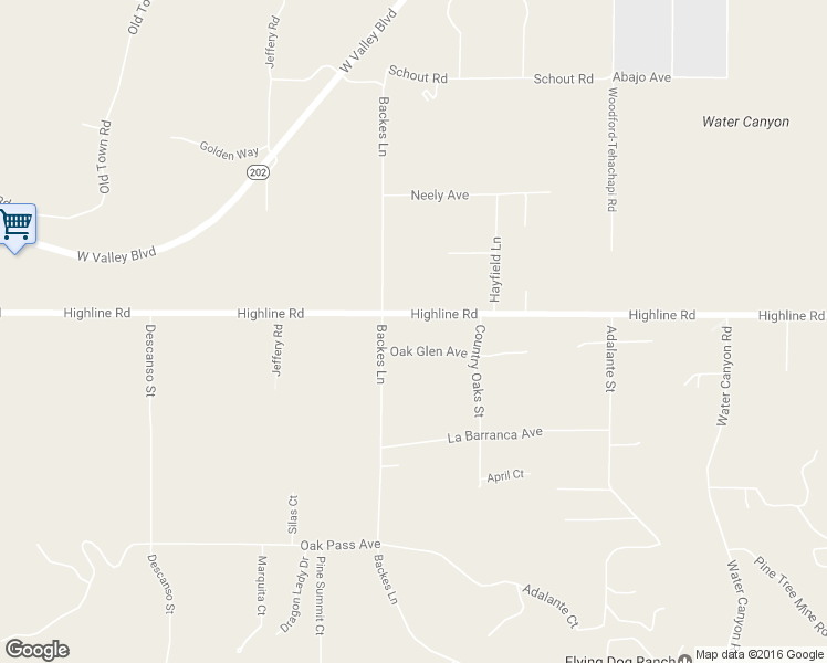 map of restaurants, bars, coffee shops, grocery stores, and more near 20901 Oak Glen Avenue in Tehachapi