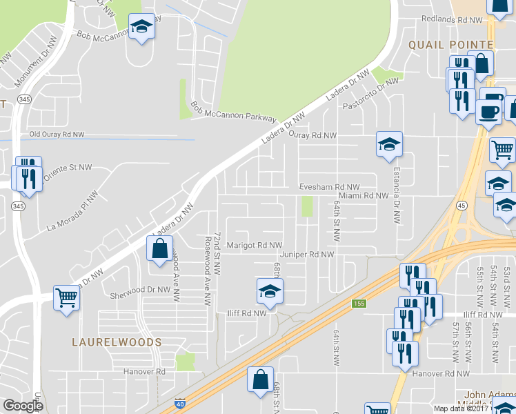 map of restaurants, bars, coffee shops, grocery stores, and more near 6912 Toratolla Court Northwest in Albuquerque