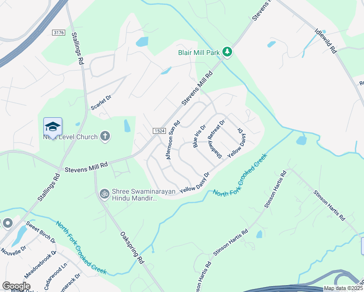 map of restaurants, bars, coffee shops, grocery stores, and more near 1108 Tranquil Falls Lane in Stallings