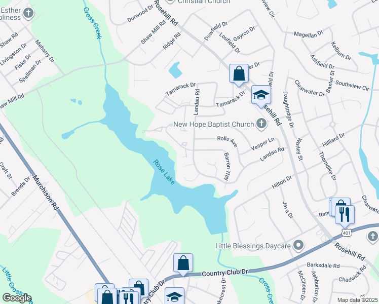 map of restaurants, bars, coffee shops, grocery stores, and more near 3568 Barron Way in Fayetteville