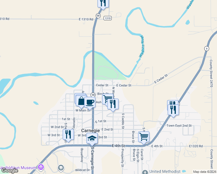 map of restaurants, bars, coffee shops, grocery stores, and more near 120 Cedar Street in Carnegie