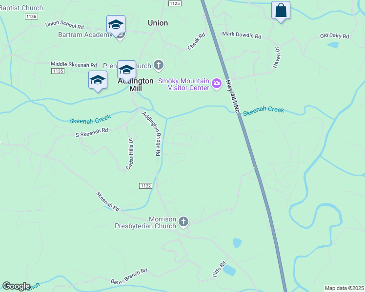 map of restaurants, bars, coffee shops, grocery stores, and more near South Macon Court in Franklin