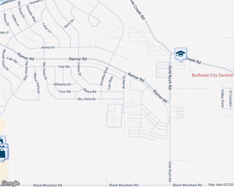 map of restaurants, bars, coffee shops, grocery stores, and more near 1976 Balsa Road in Bullhead City