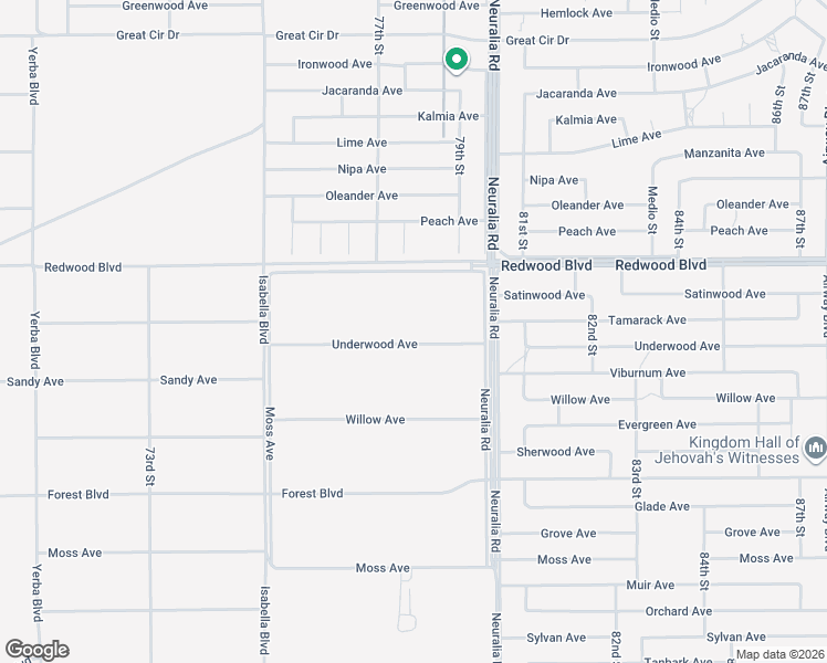 map of restaurants, bars, coffee shops, grocery stores, and more near Underwood Avenue in California City