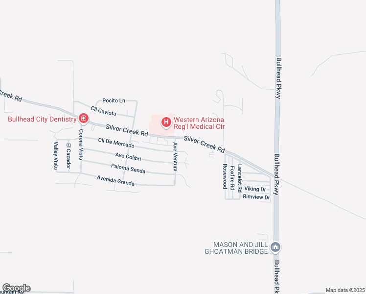 map of restaurants, bars, coffee shops, grocery stores, and more near 2805 Mercado Court in Bullhead City