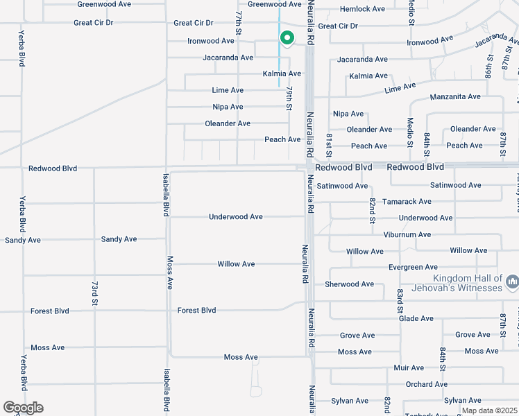 map of restaurants, bars, coffee shops, grocery stores, and more near Underwood Avenue in California City